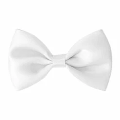 White Satin Clipon Bowtie