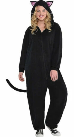 Black Cat Womens Onesie Plus