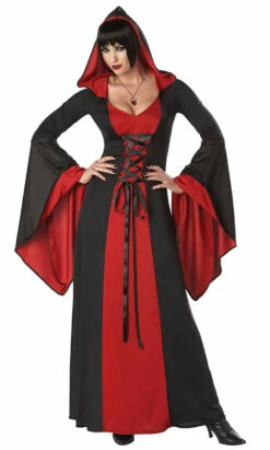 Deluxe Hooded Black/Red Robe