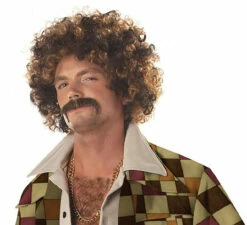 Disco Dirt Bag Wig & Mustache