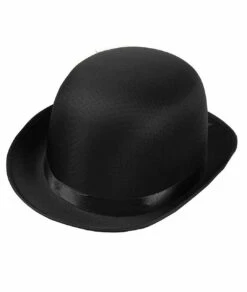 Black Satin Derby Bowler Hat