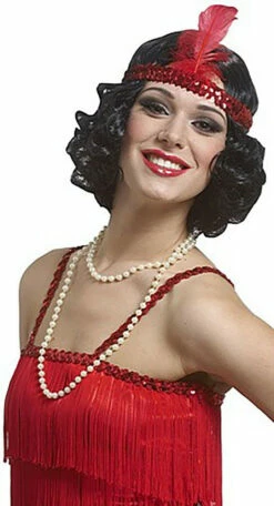 Curly Flapper W/headband Black