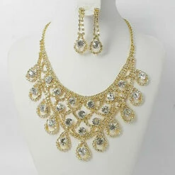 Clear Crystal Gold Necklace