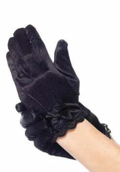 Child Satin Gloves Black
