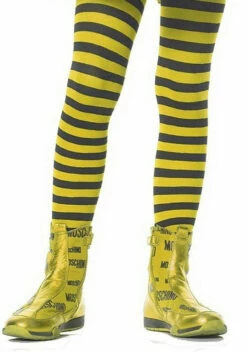 Girls Striped Stockings Yellow Black