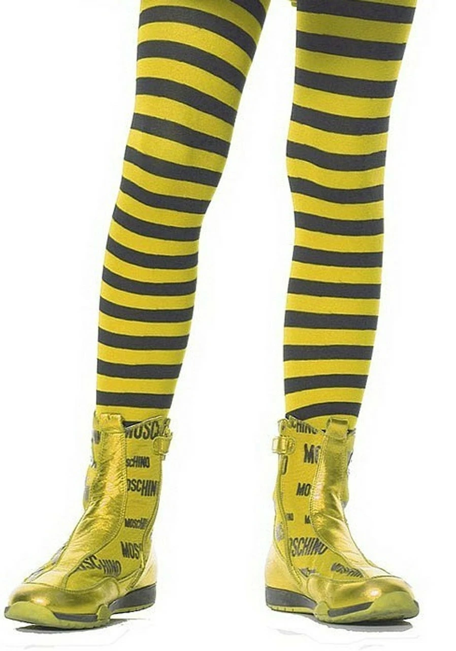 Girls Striped Stockings Yellow Black 3 Girls Striped Stockings Yellow Black