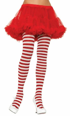 Nylon Striped Tights White/Red -Disney Sales LGS7100WRZ 2 53993.1608760881