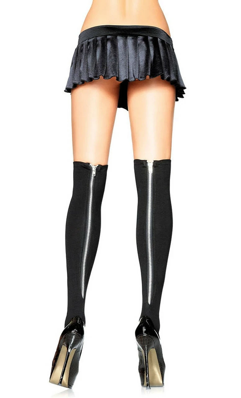 Biker Zipper Back Thigh Highs 4 Biker Zipper Back Thigh Highs - Image 2