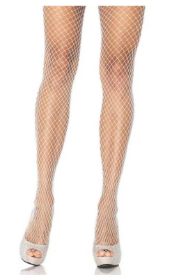 Plus White Spandex Net Pantyhose