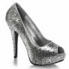 Silver Glitter Peep Toe Pump
