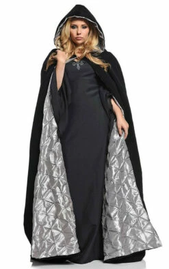 Velvet & Satin Cape Silver