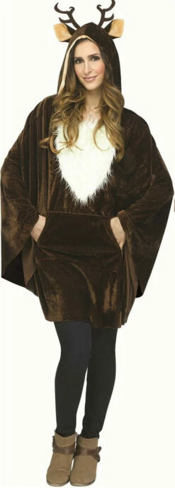 Christmas Reindeer Plush Poncho