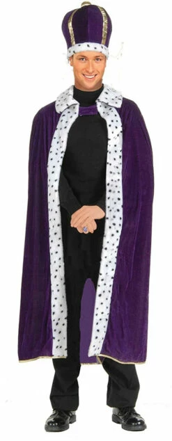 King Robe And Crown Purple Men Costume
