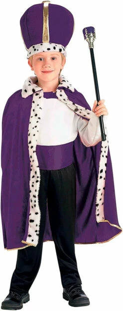 King Robe And Crown Purple Kids Costume