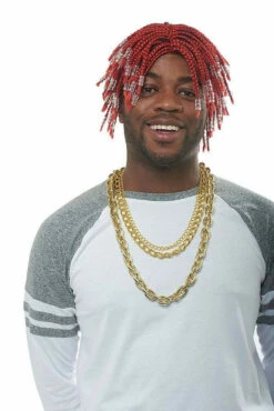 Red Rapper Wig With Red Braids