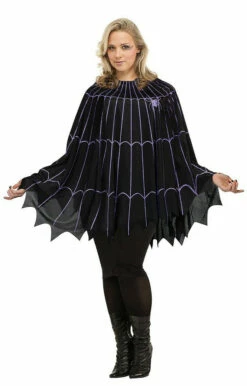 Black/Purple Plus Spiderweb Poncho