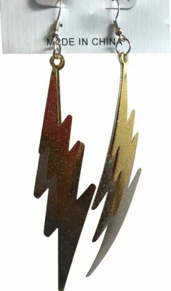 80s Silver/Gold Lightning Earrings