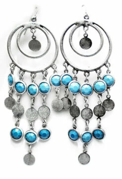 Silver & Blue Tribal Earrings