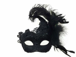 Mask With Side Feather - Black