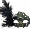 Lace Rhinestone Mask Ostrich Feather On Side - Black -Disney Sales k8337bkz 77141.1592311026
