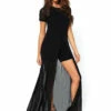 Black Sheer Slit Long Dress -Disney Sales lga86400z 35774.1592307913