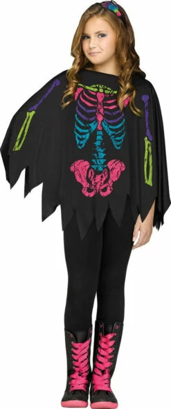 Poncho Color Bones Girls Costume
