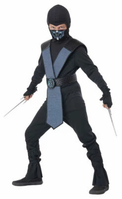 Mortal Combat Dragon Blue Ninja Kids Costume