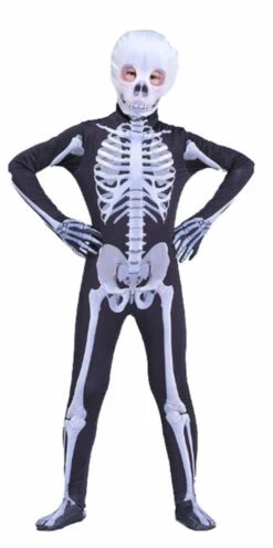 Skeleton Skinsuit With Hooded Mask Adults