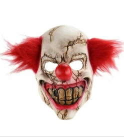 Creepy Clown Latex Mask With Red Hair