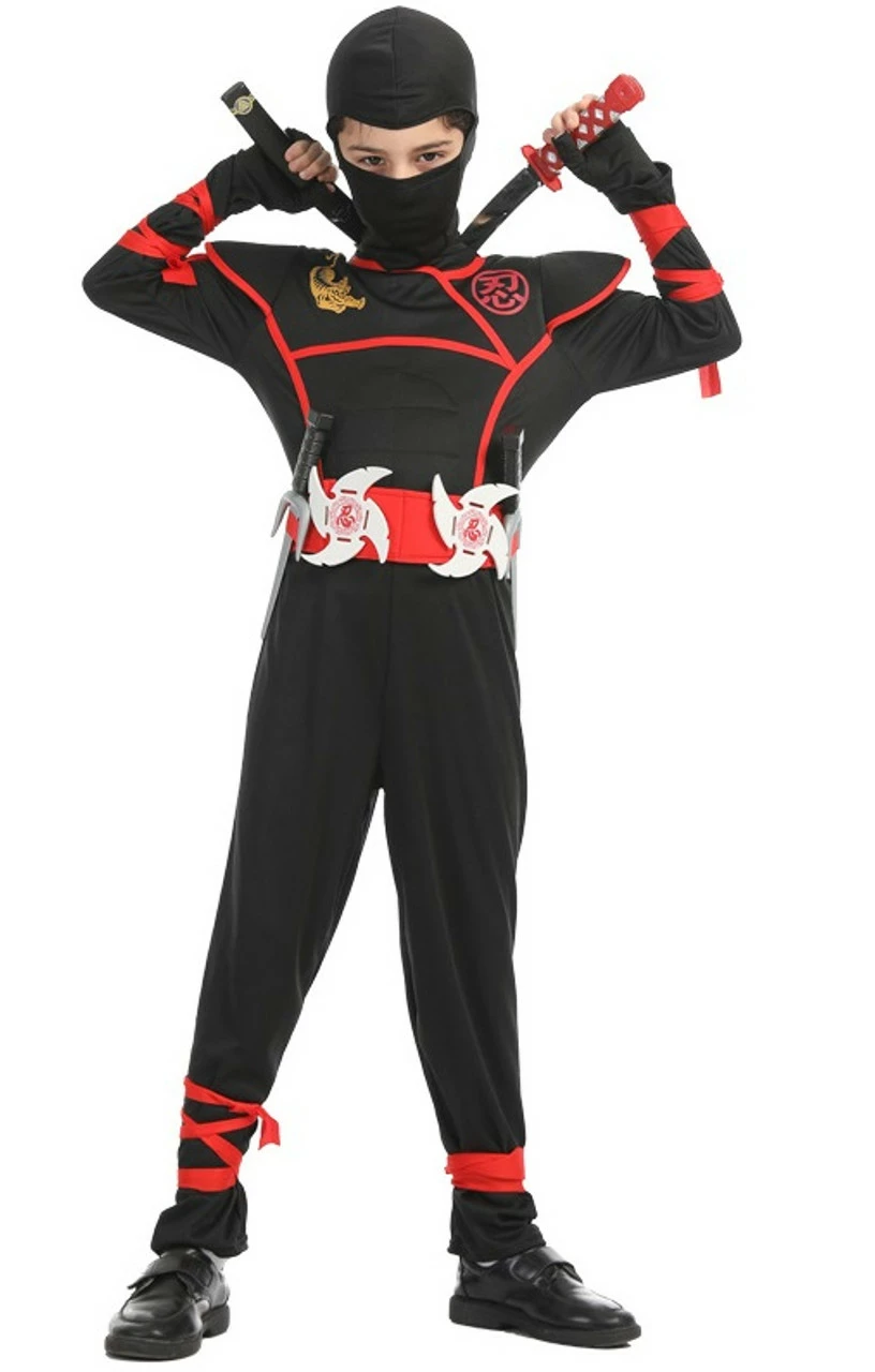 Ninja Black And Red Kids Costume 3 Ninja Black And Red Kids Costume