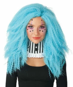 Crimped N Kooky Blue Wig