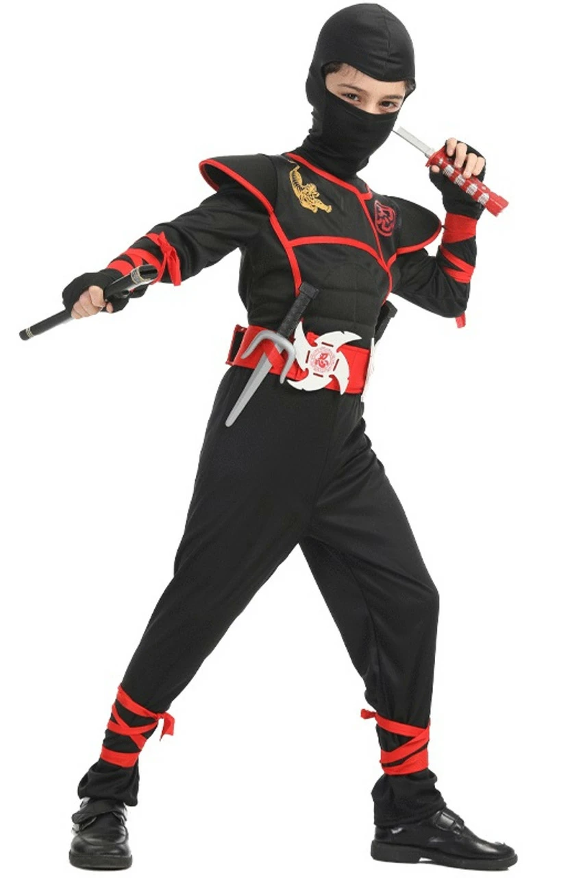 Ninja Black And Red Kids Costume 4 Ninja Black And Red Kids Costume - Image 2