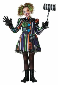 Neon Nightmare Clown Girls Costume