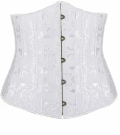 Under Bust White Satin Lace Up Bodyshaper Corset