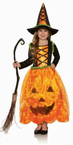 Light Up Pumpkin Witch Girls Costume