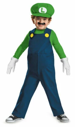 Super Mario Luigi Toddler Kids Costume
