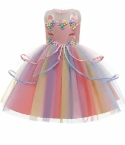 Pink Unicorn Girls Dress