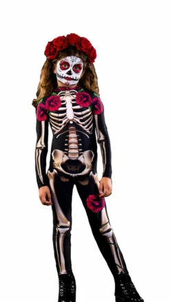 Day Of The Dead Jumpsuit Girls Costume