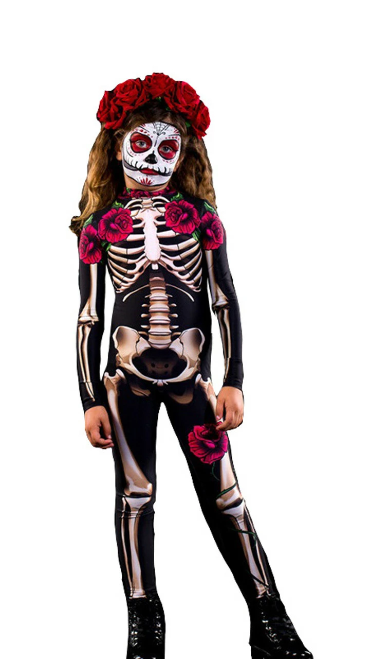Day Of The Dead Jumpsuit Girls Costume 3 Day Of The Dead Jumpsuit Girls Costume