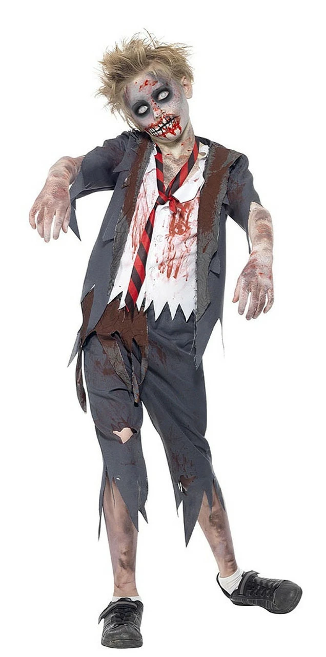 Zombie School Boy Costume Grey 3 Zombie School Boy Costume Grey